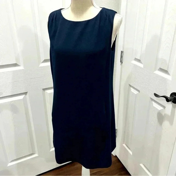 Adrianna Papell Navy Blue exposed zip back sheath mini dress with pockets - Picture 1 of 13